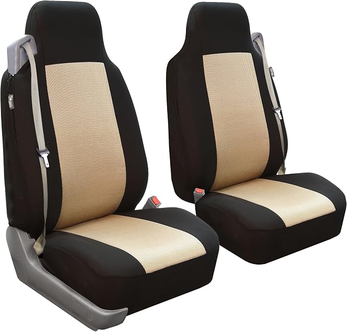 FH Group All Purpose Flat Cloth Car Seat Covers - Universal Fit, Full Set Seat Covers, Washable, Fit Most Car, Truck, SUV, Van - Black