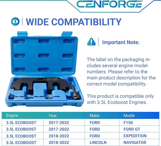 303-1655 Camshaft Holding Tool, Ford 3.5 Timing Tool Kit Compatible with Ford 3.5L EcoBoost Upgraded GT F-150 Expedition Lincoln Navigator, with Cylinder Head Screw Removal Socket