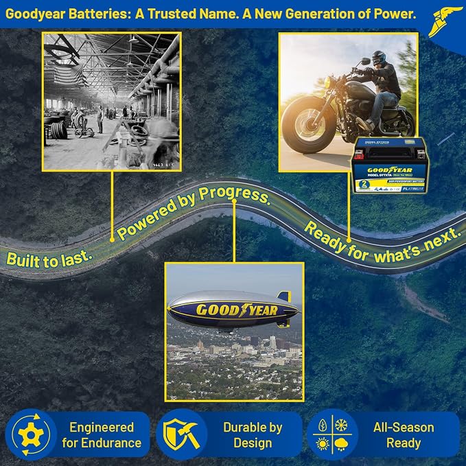 Goodyear GYTX7A -12 Volt 7 AH, 105 CCA, Rechargeable High-Performance, Maintenance Free, SLA - AGM Battery for Motorcycle, ATV, UTV, 4-Wheeler, Snowmobile, Watercraft and More!
