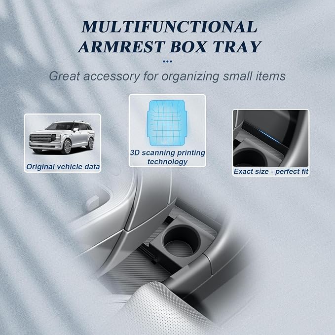 BIBIBO 2Packs for 2026 Hyundai Palisade Center Console Organizer 2026 Hyundai Palisade (SE, SEL, SEL Convenience, SEL Premium, XRT Pro, Limited, Calligraphy)Under Console Insert Tray+Divider Organizer