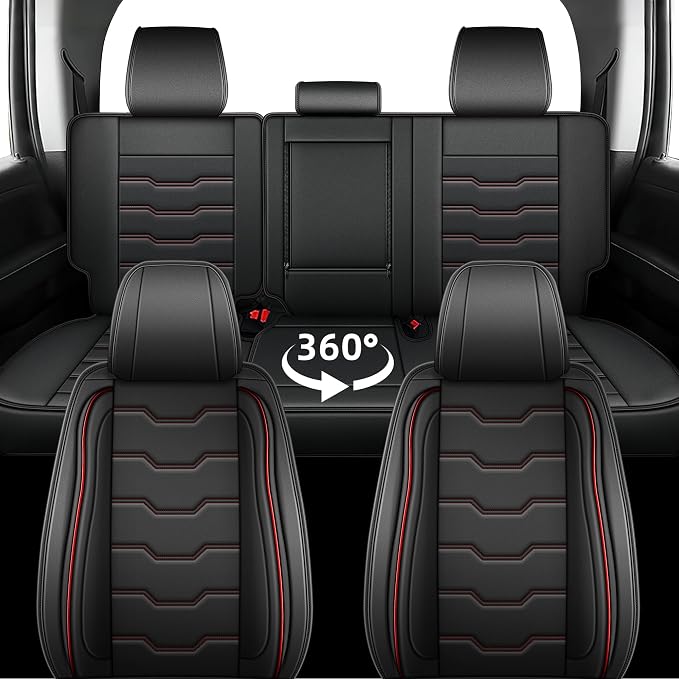 Seat Covers Fit for Chevy Silverado 2007-2026 Custom Fit for Chevrolet Silverado GMC Sierra 1500 2500HD 3500HD Crew Double Extended Cab Full Set Truck Pickup Car Seat Covers (5 Seats, Redline)