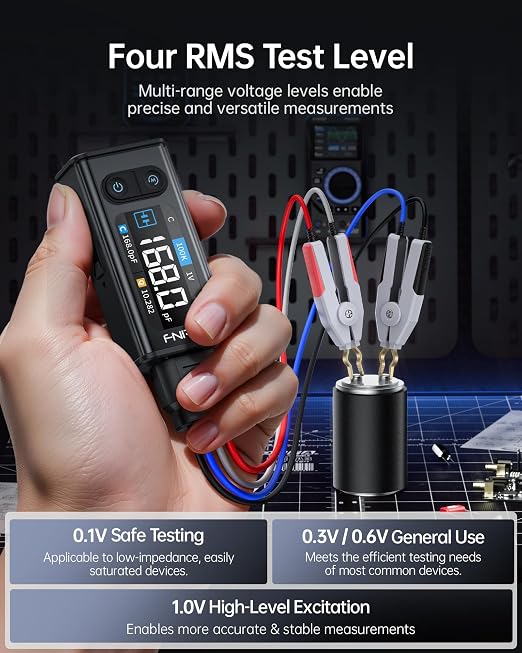 FNIRSI LCR-ST2 100kHz LCR ESR Meter Tweezer, SMD & Through-Hole Component Tester, Auto Sort Compare, Resistor, Inductor, Diode, Capacitor Tester, Measures Voltage & Continuity, Full-Band Scan
