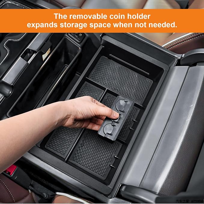Center Console Organizer Set Compatible with GMC Sierra 1500/Chevy Silverado 1500 2014-2018, Sierra/Silverado 2500/3500 HD 15-19,Full Center Console Organizer + Secret Compartment Cover + Console Inse
