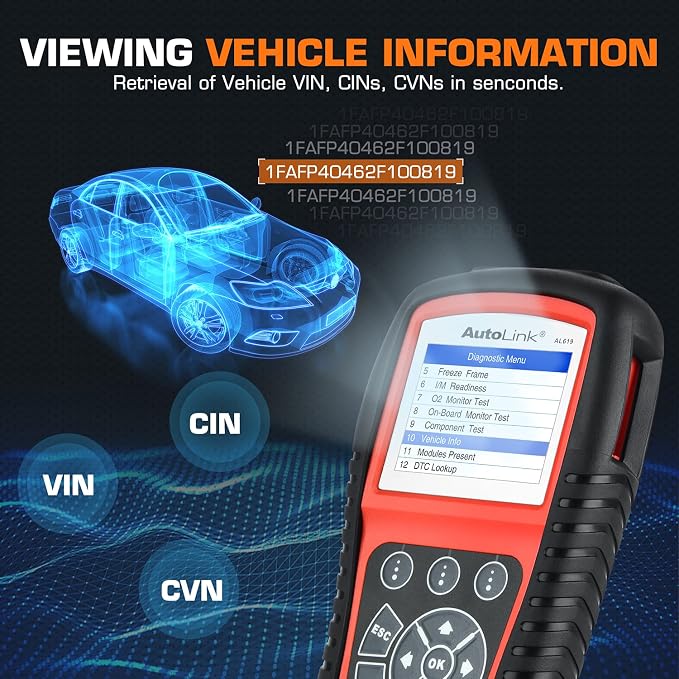 Autel AutoLink AL619 OBD2 Scanner, ABS SRS Warning Light Scan Tool, Turn Off Check Engine Light Car Diagnostic Tool, 10 OBDII Test Modes, Live Data, Freeze Frame, 2026 Up of ML619 AL519 ML519