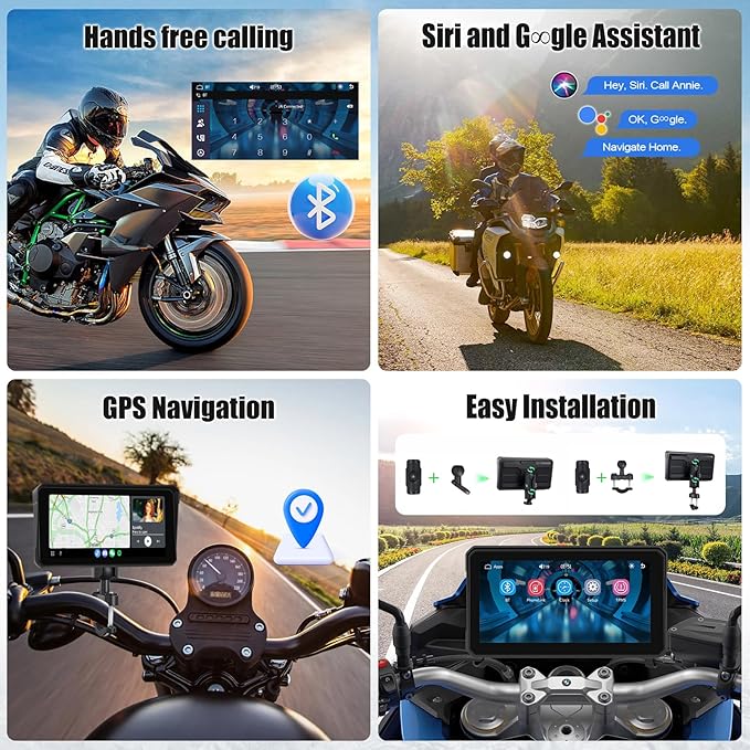 SIXWIN Wireless Motorcycle CarPlay Android Auto 6 Inch Car Play Moto Support TPMS Bluetooth IP68 Waterproof for Motorbike GPS Navigation,Siri,Google Assistant