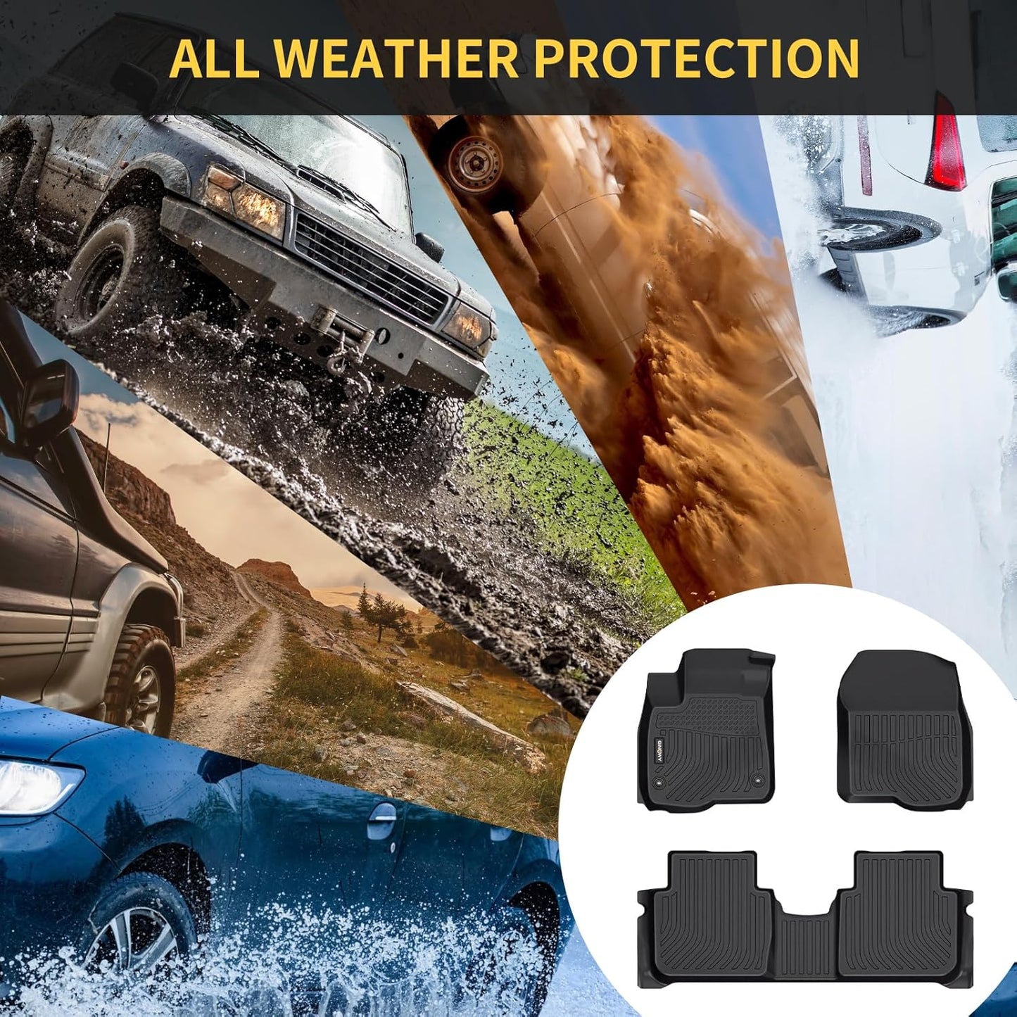 GINOWY-Floor Mats & Cargo Liner for Honda CRV 2012-2016 (Not Fit CRV Touring & EX-L), TPE All Weather CR-V Car Mats, Non-Slip Trunk Mat Floor Liners Waterproof Custom Fit Accessories Mats Black