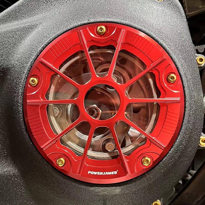 POWER JAMES Red Aluminum Visible Primary Cover Clutch Derby Cover with PC Arcylic Fits for Harley Davidson 2018 Sport Glide and 2019-2024 FL FX Softail Models (Red)