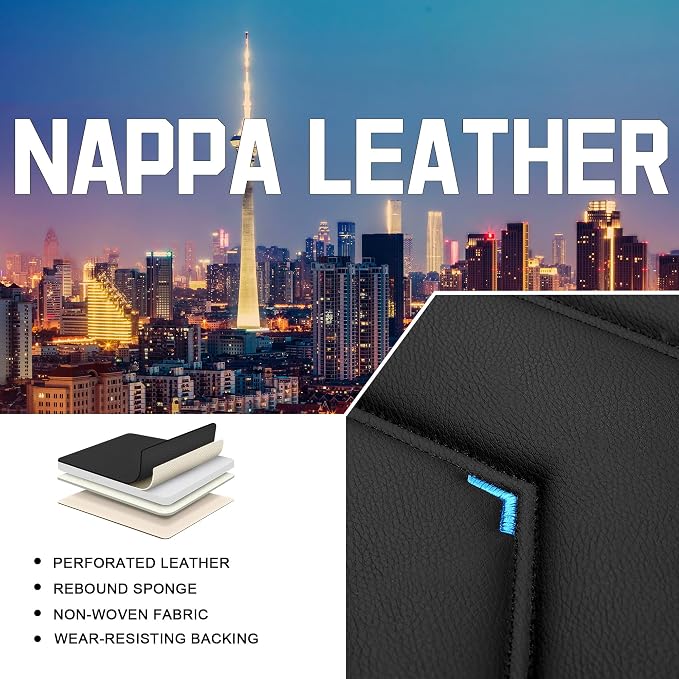 CTDS Car Seat Covers for Chevy Equinox 2005-2026, Stylish Sport Seat Cover, Premium Nappa Leather Car Seat Cover. Automobile Seat Covers Sets.(Luxury 2 Seats/Black Blue)