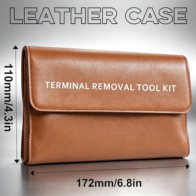 48 Pcs Terminal Removal Tools with Leather Case, Depinning Tool Kit | Connector Pin Removal Tools Depin Tool Terminal Depinning Kit for Automotive, Motorcycle & Electrical Most Connectors