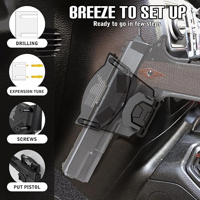 Gun Magnet Mount for Truck Car Vehicle,Magnetic Gun Mount for Pistol Shotgun Revolver with Trigger Guard Protect,Gun Magnet Rate Max 15 LBS Conceal in Desk Safe Wall Easy to Access&Release
