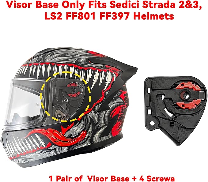 Helmet Visor Base Side Plate Replacement for Sedici Strada 2/3,Motorcycle Helmet Shield Gear Base Plate Povit Kit Compatible with Citation,Sedici Strada 2/3,FT2 Vector,FF801,FF397