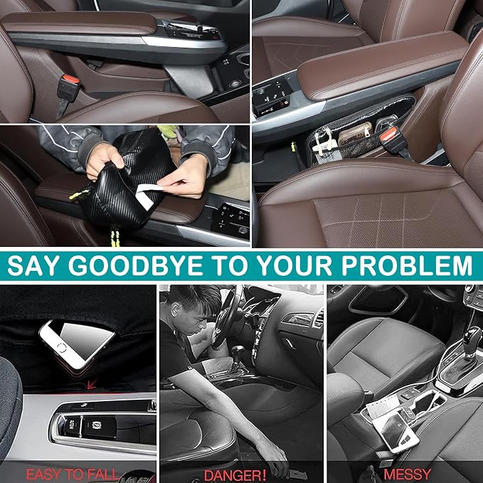 Car Storage Box Compatible with BMW X1 U11 2023 2024 2025 Lower Console Organizer Tray, Oxford cloth material Under Console storage bag Interior Accessories (Carbon Fiber Pattern)