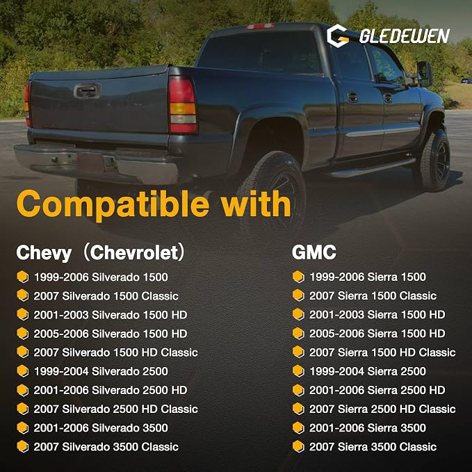 Gledewen Upgrade Metal Tailgate Handle with Backup Camera, with Bezel Trim Rod Clips, Compatible with 1999-2007 Chevy Silverado GMC Sierra 1500 2500 3500, Replaces#15997911 15228539