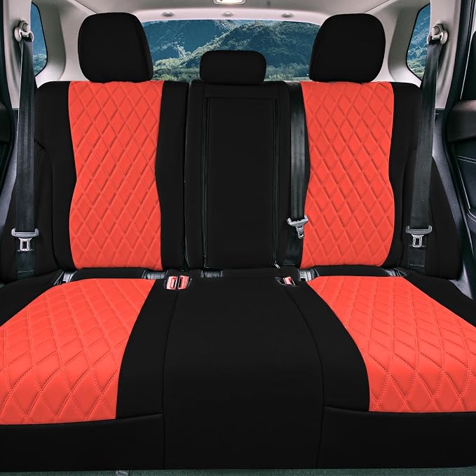 FH Group Custom-Fit Car Seat Covers Specifically Made for 2021-2026 Nissan Rogue, Rear Set Red Ultraflex Neoprene Waterproof Automotive Seat Cover