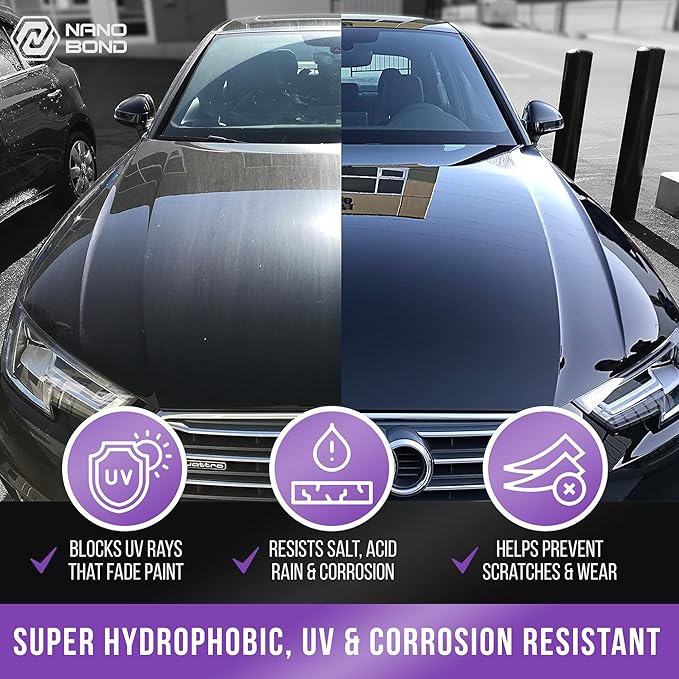 Nano Bond Hydrophobic Spray Ceramic Detailer - SiO2 Coating for Cars, RVs, Boats, Motorcycles, & ATVs, Headlight Restoration Kit Included, Professional Grade Sealant, Made In USA, 16 Fl Oz