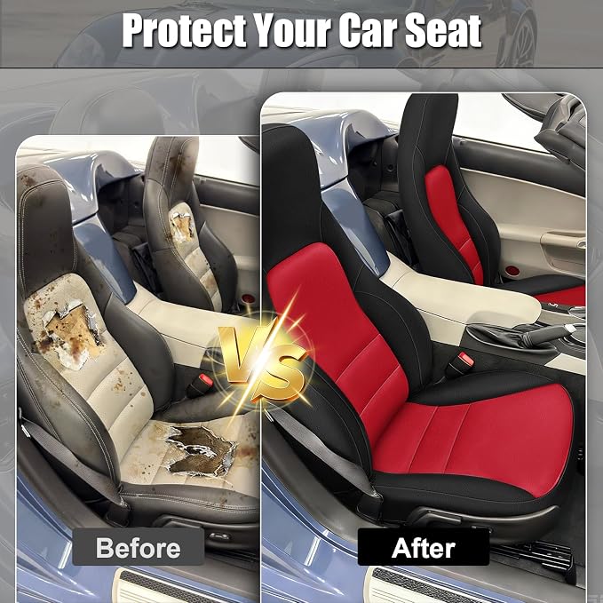SAPUBK Custom-Fit Front Seat Covers Replace for 2005-2013 Chevy Corvette C6, Driver and Passenger Premium Leather with Composite Soft Foam Lining Seat Cover