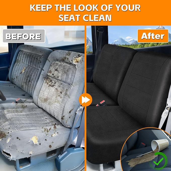 Seat Covers Compatible with 1988-1994 Chevy C/K 1500 40/60 Front Bench Without Headrests, Heavy Duty Knitted Fabric
