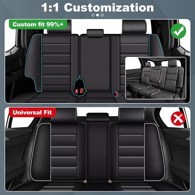 Car Seat Covers for Jeep Grand Cherokee 2011-2021 Front Seat - Waterproof Leather Custom Automotive Seat Covers Protector (2PCS Front,Black)