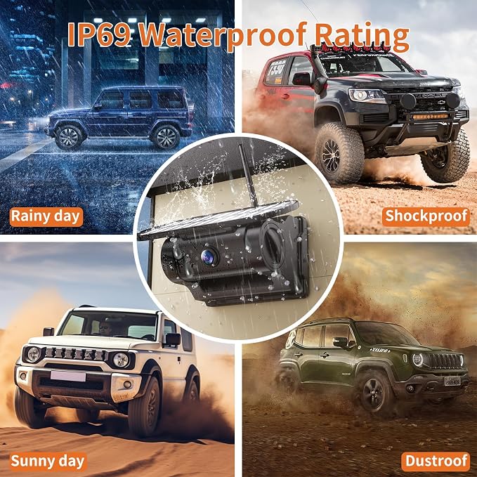Magnetic Solar Wireless Backup Camera–7" HD 1080P Monitor with Recording, 1-Min Install, No-Delay Rear View, IR Night Vision, Rechargeable Battery, Scratch-Resistant Mount,RV Truck Trailer