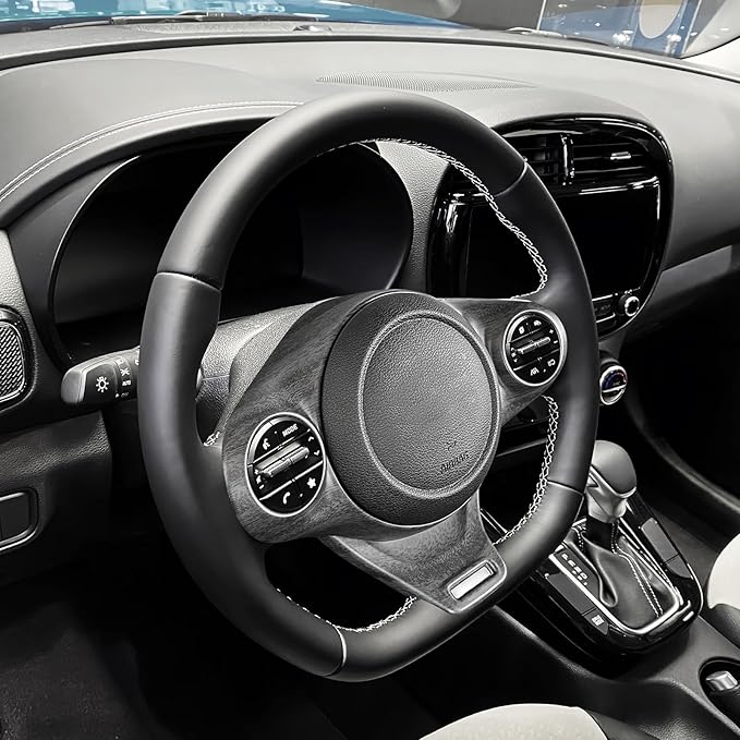 Steering Wheel Trim Cover Compatible with Kia Soul GT 2020-2026 Accessories (Wood Grain)