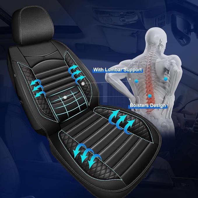 Seat Covers & Floor Mats Fit for Ford F150 2015-2025 2026 5 Seat Full Set Faux Leather Truck Seat Covers Custom Fit Rubber All Weather Floor Liners (Black)