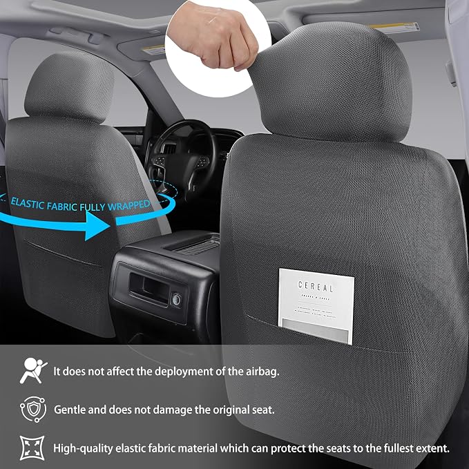 NS YOLO Leather Car Seat Covers,Universal Fit for Most Cars,SUVs and Sedans,Waterproof Luxury Leatherette Cushions, 5 Seats Protectors (Grey, Full Set-5 Seats(Front and Rear))