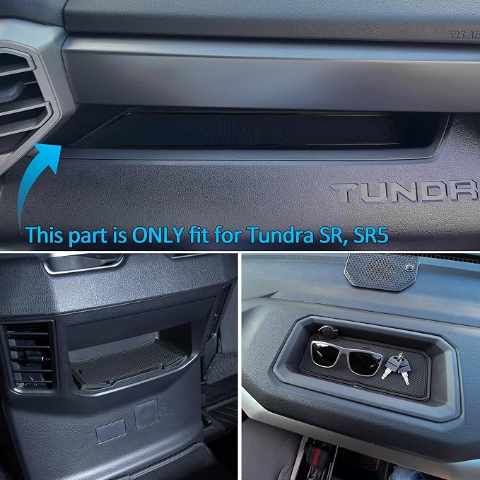 TOPINSTALL Center Console Tray and Rubber Liners Compatible with 2022 2023 2024 Toyota Tundra Accessories, Anti-Dust Dress Up The Interior-Black