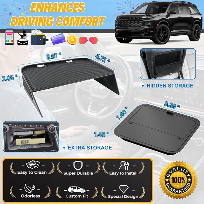 2Pcs Center Console Organizer for 2026 2025 Chevy Traverse Interior Accessories Secondary Storage Box Insert Divider Armrest Hidden Compartment - Not fit for 2024 Chevy Traverse Limited