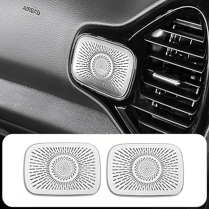 2PCS Dashboard Tweeter Speaker Covers Trim Compatible with Kia Soul 2020-2026 Accessories Stainless Steel (Silver)