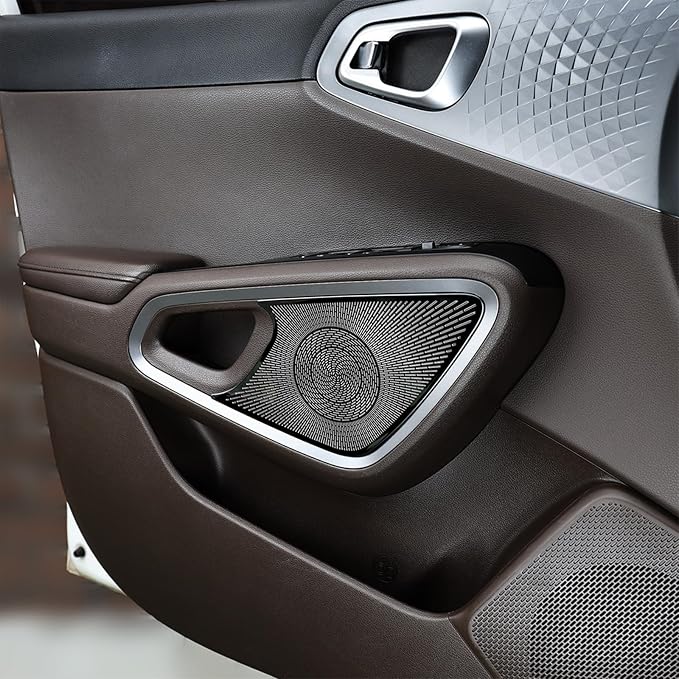 Stainless Steels Upper Air Outlet Speaker Cover Steels Interior Speaker Decoration Trim Cover Compatible with Kia Soul 2020-2025 Accessories (Black)