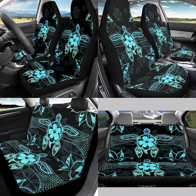 Blue Turtle 12 Pack Car Seat Covers Full Set Steering Wheel Cover Car Center Console Cover Protector Cars Seat Belt Covers Hand Brake Cover Universal Fit for Cars SUV
