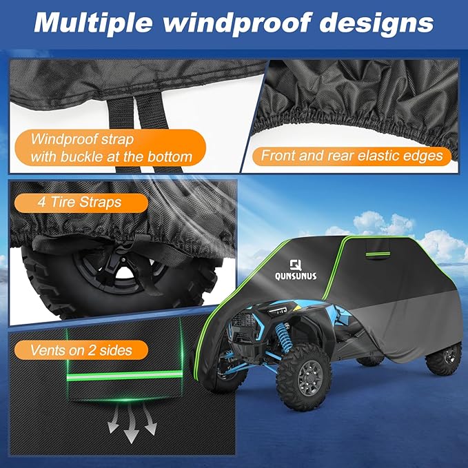 QUNSUNUS UTV Cover for Polaris RZR 1000 XP 4 Seater Compatible with Xpedition ADV/XP,Can-Am Maverick/Commander, Waterproof All Weather for Sun and Dust Protection