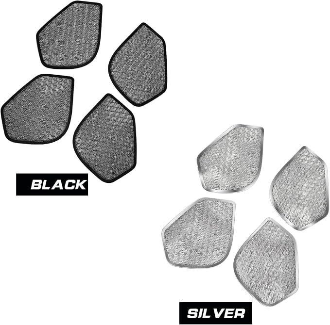 Stainless Steel Car Door Speaker Cover Car Interior Chrome Car Door Speaker Decor Cover Set Compatible with Kia Telluride 2027 Accessories (Black)