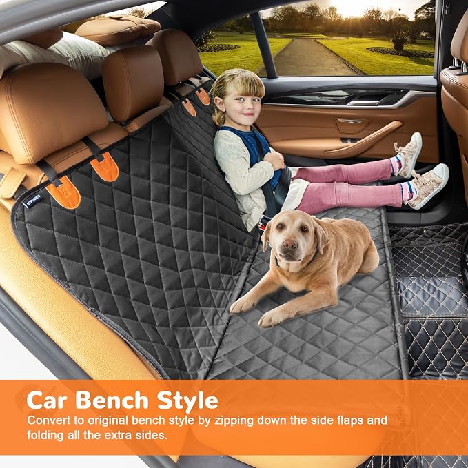 URPOWER Dog Car Seat Cover Mess Proof Dog Bowls