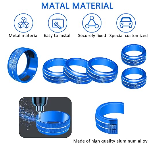 for Toyota Tacoma Accessories 2023 2022 2021 2020 with 8" or 7" Touchscreens Knob Covers - AC Vent Ring Button Knob Covers for Air Conditioner Volume Mirror Push Start Stop Button Trim 12Pcs (Blue)