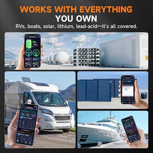2026 Bluetooth Battery Monitor with 600A Smart Shunt FOXWELL BT630, Track Volt/Amp/Watt/Capacity, 8 Protection Alarms, for LiFePO4/Lithium/RV/Solar/Marine/Off-Grid, Extend Battery Life, Easy Install
