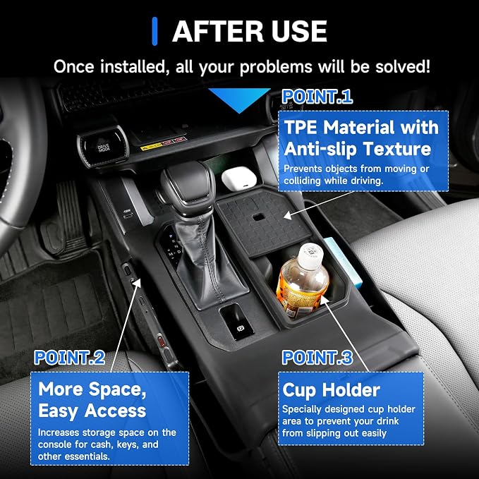 SXCY for 2026 Toyota RAV4 Gear Shift Panel Cover Silicone Central Control Trim for 2026 Toyota RAV4 Accessories Front Console Shift Panel Protector w/ 2 Side Pockets w/Anti-dust Protective Mat
