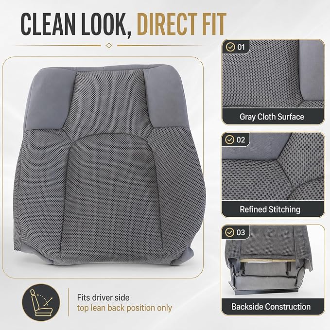 FZJDSD Steel Gray #W Cloth Driver & Passenger Bottom & Top Replacement Seat Covers (4PCS) Compatible with Nissan Frontier S SV SE LE XE 2005-2019