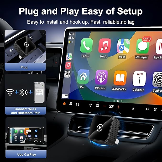 2026 Wireless CarPlay & Android Auto Adapter for iPhone & Android, 2-in-1 Mini Metal Dongle, Plug & Play Auto-Connect, Zero Latency Wireless Car Adapter for OEM Wired Radios (Slive)