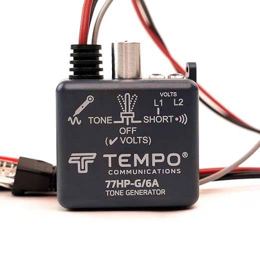 TEMPO 77HP-G/6A Tone Generator w/ABN Clips | Cable Tracing, Continuity Testing, Polarity Testing | RJ11, RJ45 | Twisted Pair & Coaxial Cables | Professional Grade Wire Tracer
