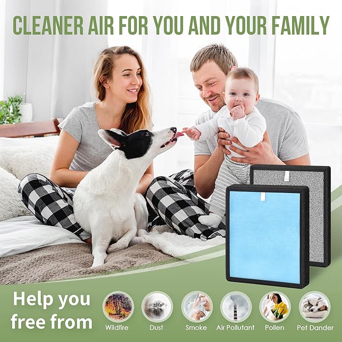 HJ-H23 Replacement Filter Compatible with Hejiko HJ-H23 Air Pu-rifier, Match with Model No. HJ-H23-RF, 2-Set Removable HJ-H23 filters Contain 2 H13 True HEPA+2 Activated Carbon Filters