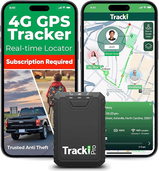 Tracki Pro GPS Tracker for Vehicles – Magnetic Waterproof 4G LTE Car Tracker, Long-Life Battery Up to 7 Months, Unlimited Distance, Smart Alerts, Hidden Tracking Device (Subscription Required)