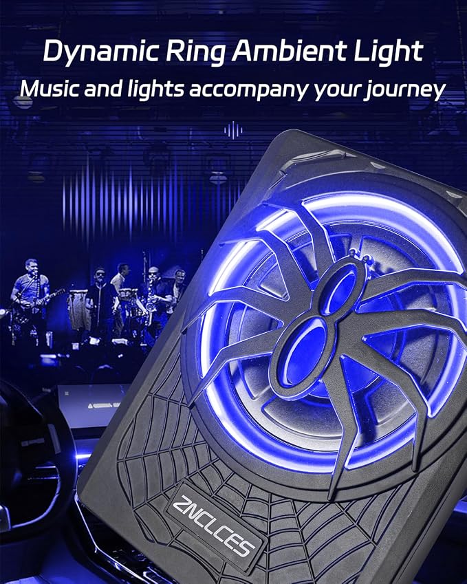 Znclces 2025 Upgraded 10" 1200W Slim Under Seat Powered Car Subwoofer, Car/Truck Sub Built in Amplifier for Outstanding Heat Dissipation, Powerful bass and Blue LED (Blue Light)