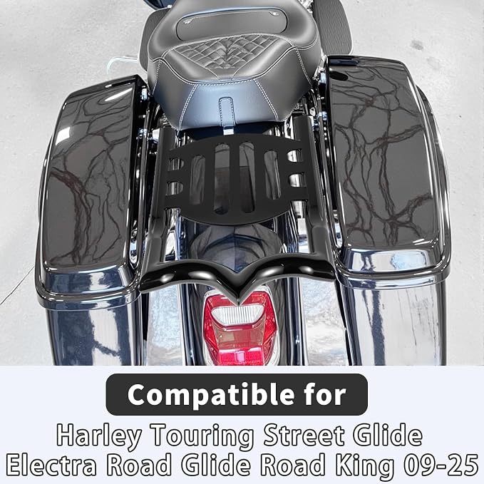 Crown Detachable Luggage Rack for Harley Touring 2009-2026 Street Road Electra Glide/Road King, Black （Classic）