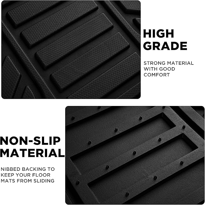 PIC AUTO Heavy Duty Rubber Floor Mats, Mint Aluminum Film Car Mats Set, Front and Rear Car Mats with Anti-Slip Backing, All Weather Protection, Trim-to-Fit for Automotive SUV, Sedan, Van