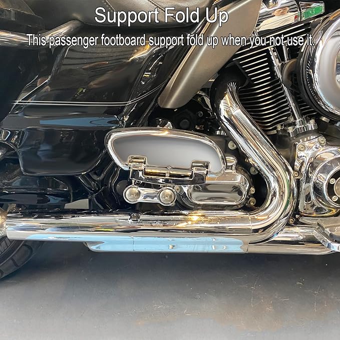 Adjustable Streamliner Passenger Footboard Floorboard with Mount Kit Fit for Harley Touring Road King Road Glide Street Glide Electra Glide CVO 1993-2025 (Chrome)