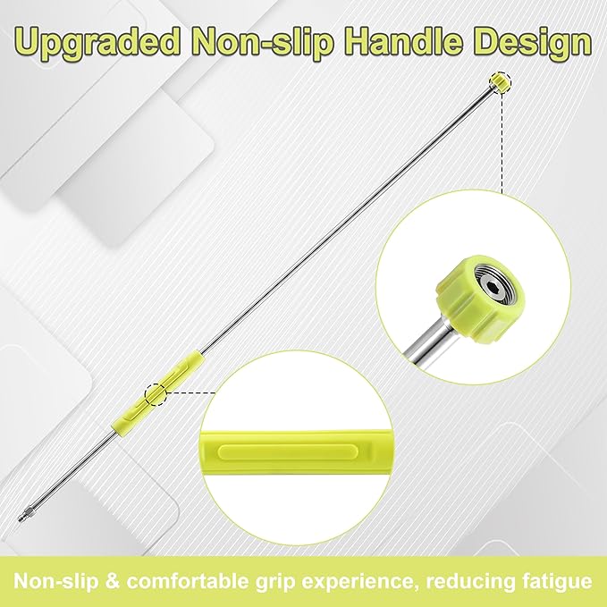 FIXFANS Pressure Washer Extension Wand, 120” Pressure Washer Lance Replacement, Stainless Steel Power Washer Wand with 1/4” Quick Connect, Gutter Cleaner Attachment 30°/90°/120° Curved Rods, 5 Nozzles