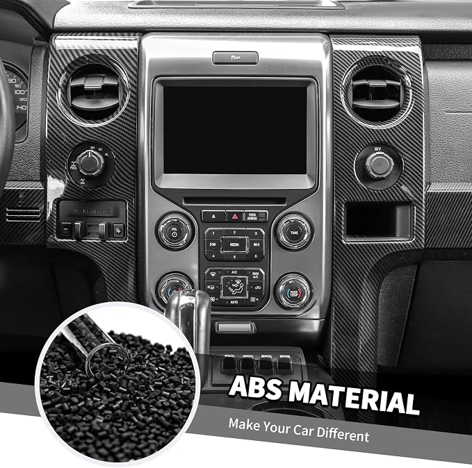 Jimen Fit for Ford F150 2009-2014, 7PCS Carbon Fiber Interior Kits - Center Console Dash Panel, Gear Shift Cover Frame, Cup Holder Trim