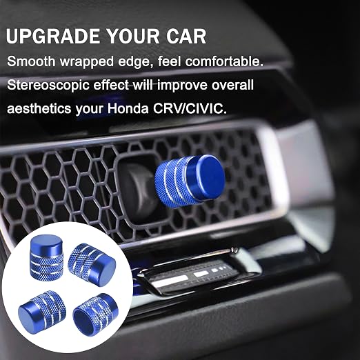 for Honda Civic Accessories 2026 2025 2022-2024 for CRV 2026 2025 2024 2023 for Acura Integra 2025 2024 2023 Hazard Light, AC Knob Cover, Air Vent, Radio, Push Start Button Cover Ring 11Pcs (Blue)