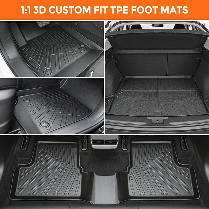 Floor Mats for Chevrolet Chevy Cruze 2011-2015 and for Chevy Cruze Limited 2016, Heavy Duty TPE All Weather Protection, Waterproof Non-Slip Black Car Liners (Two-Row Floor Mats & Cargo Liner)